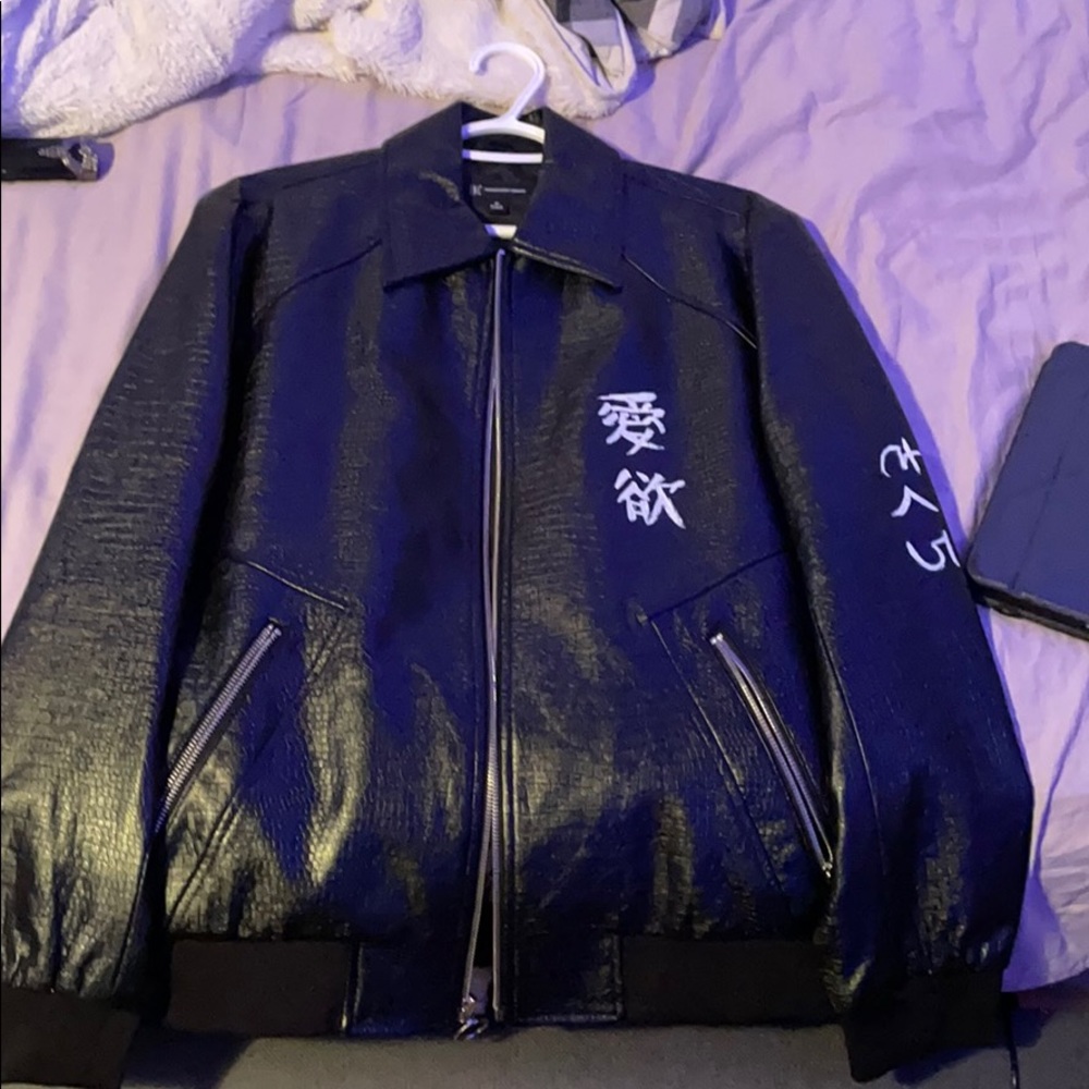 I.N.C Custom Painted Faux-Leather Moto Jacket
